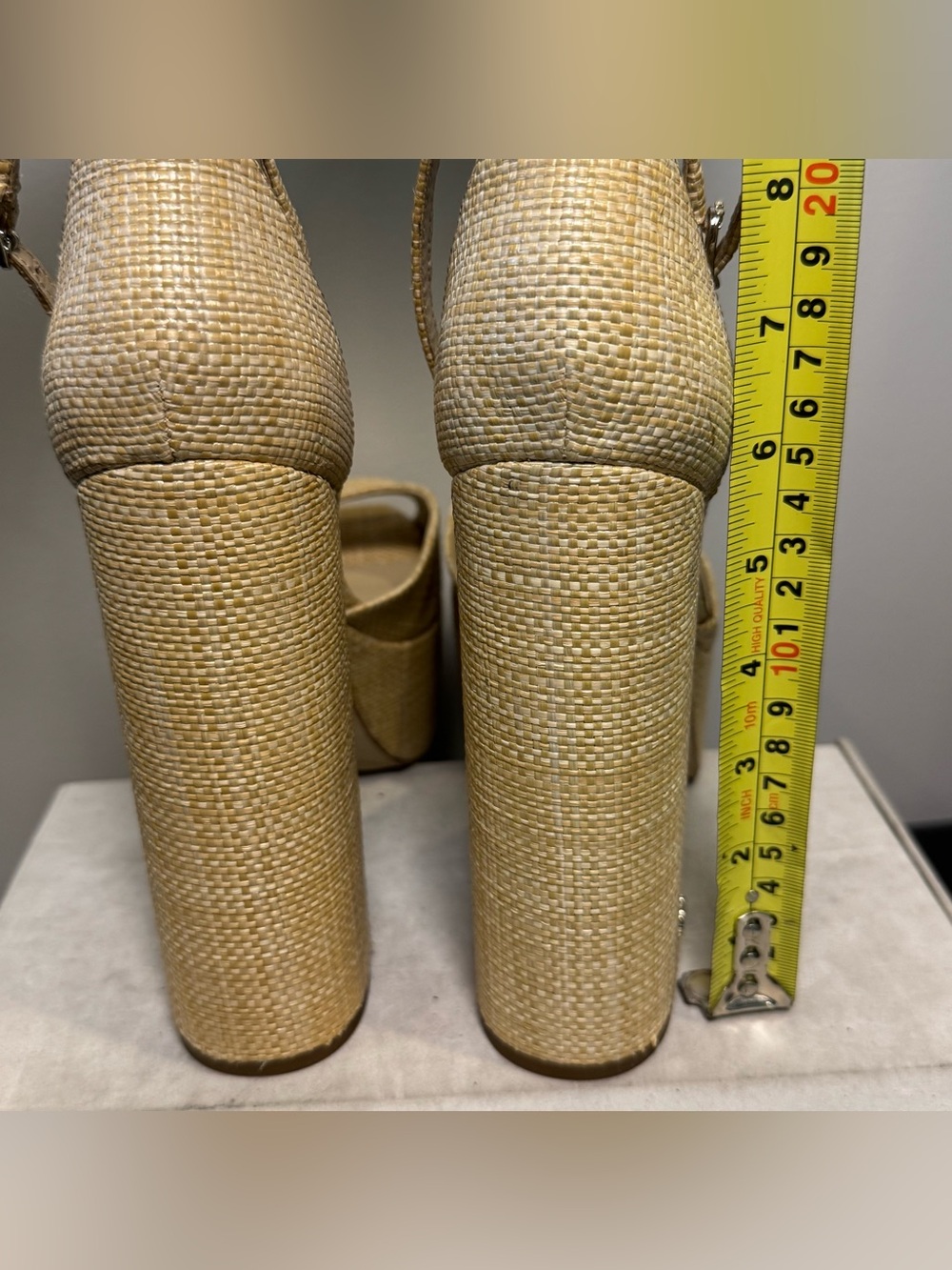 Sam Edelman Kori Beige Woven Platform Peep-Toe Sandals with Ankle Strap, size 11 - Picture 7 of 10